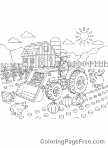 Lego City coloring page - Farmer tractor field