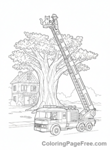 Lego City coloring page - Firefighter ladder rescue