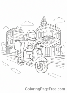 Lego City coloring page - Pizza delivery scooter