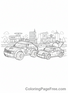 Lego City coloring page - Police car chase