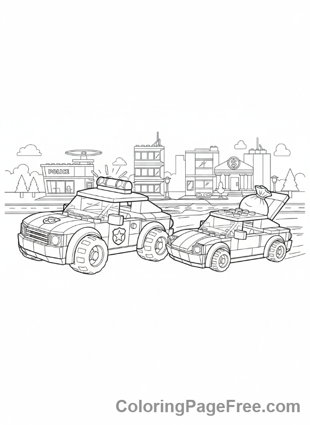 Lego city police car coloring page
