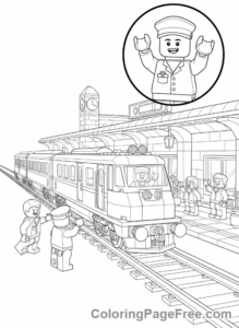 Lego City coloring page - Train station arrival