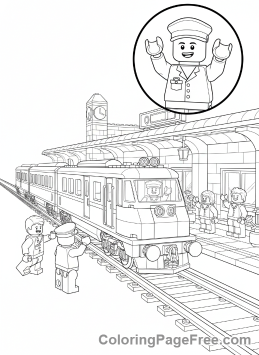LEGO City Train Station Coloring Page