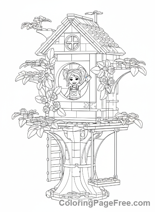 Lego Friends coloring page - Autumn treehouse fun