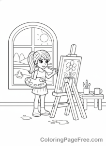 Lego Friends coloring page - Emma painting easel
