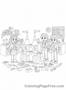 Lego Friends coloring page - Friends building project