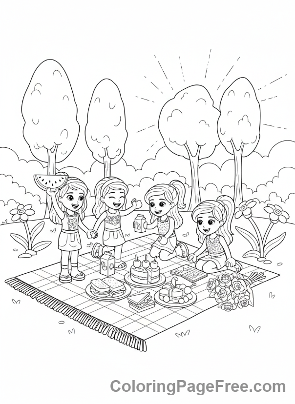 Lego Friends coloring page - Friends picnic park
