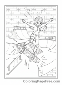 Lego Friends coloring page - Liann skateboarding trick