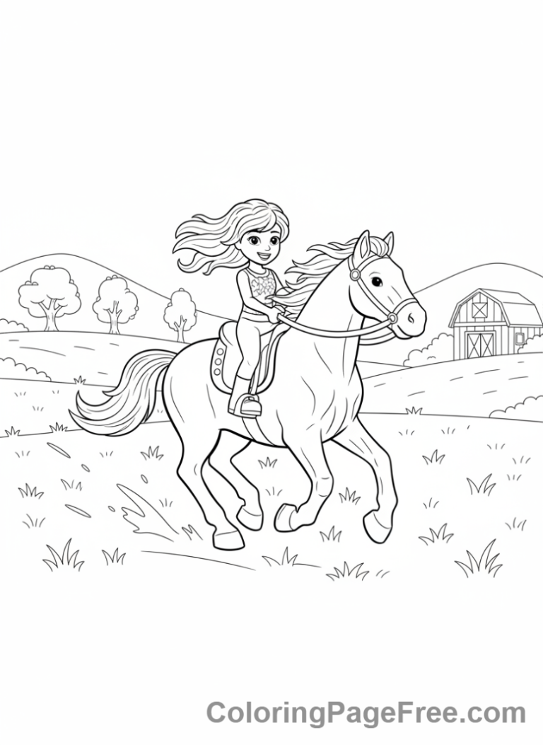 Lego Friends coloring page - Mia riding horse