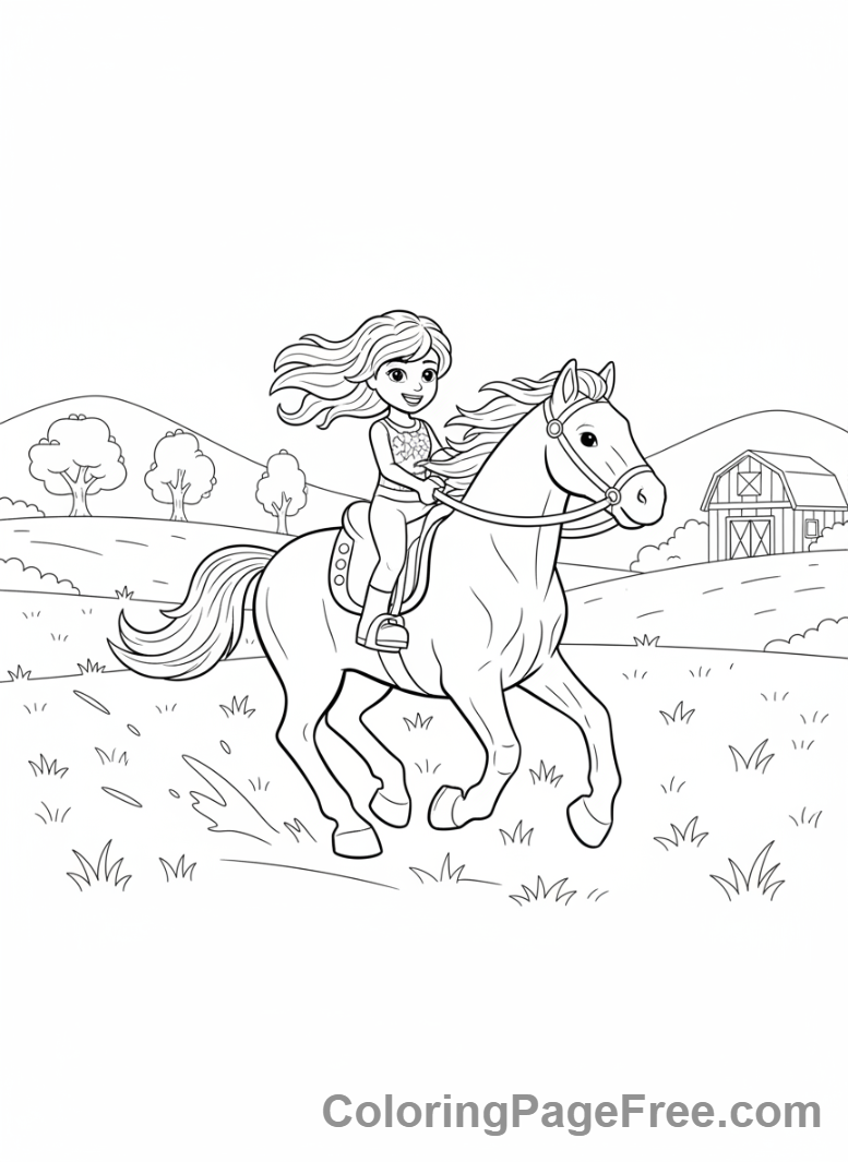 Lego Friends coloring page - Mia riding horse
