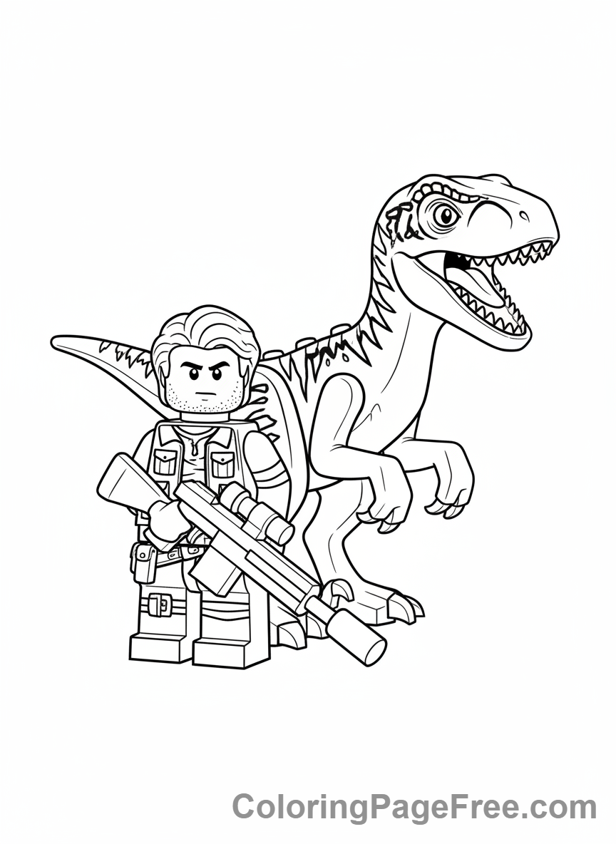 Lego Jurassic World coloring page - Blue Owen together