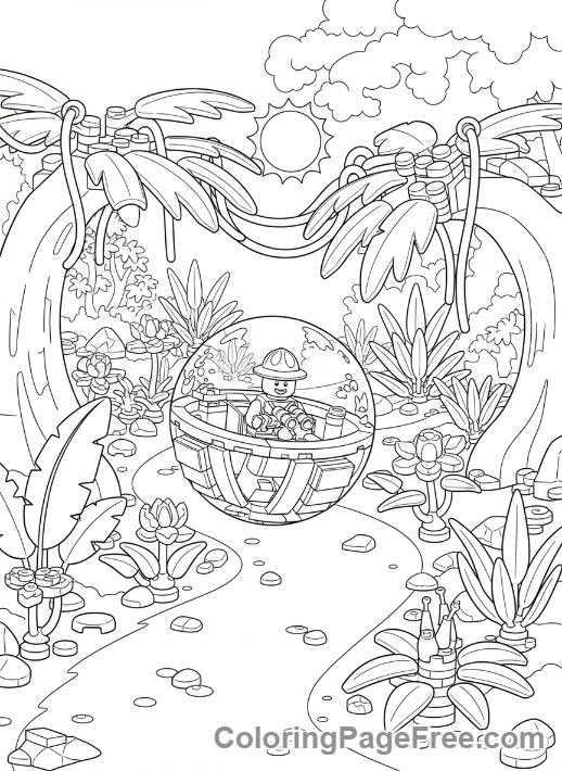 Lego Jurassic World coloring page - Gyrosphere jungle ride