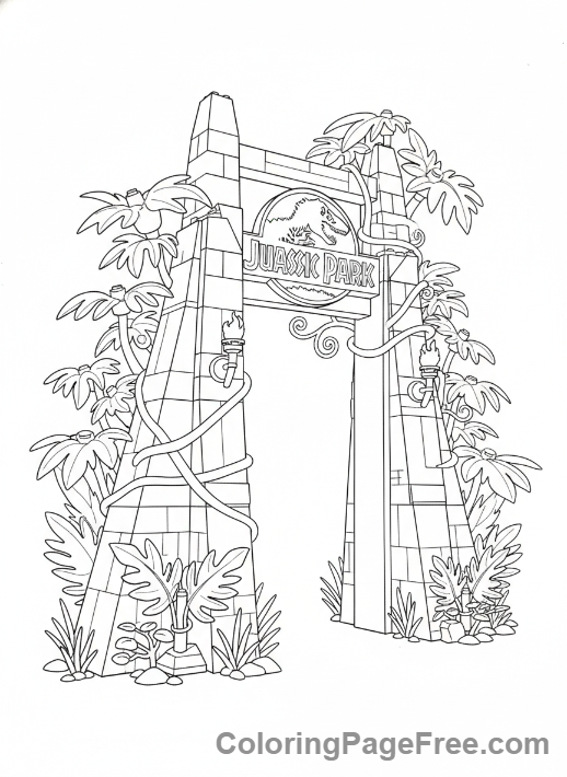 Lego Jurassic World coloring page - Lego Jurassic Gate