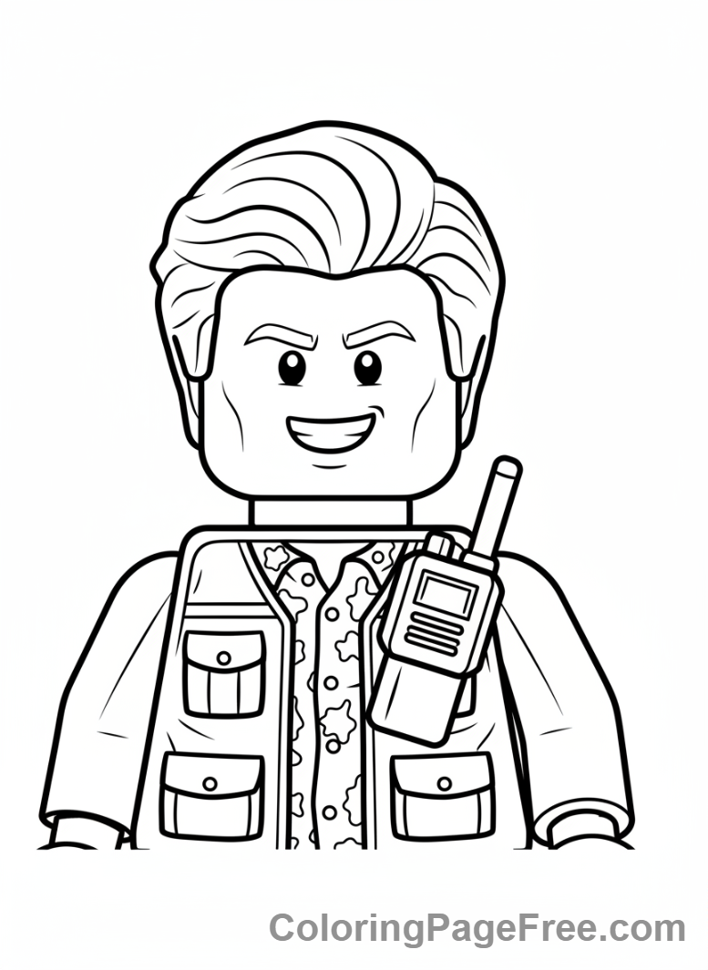 Lego Jurassic World coloring page - Owen close-up smile