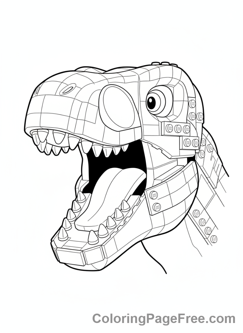 Lego Jurassic World coloring page - T-Rex head roar