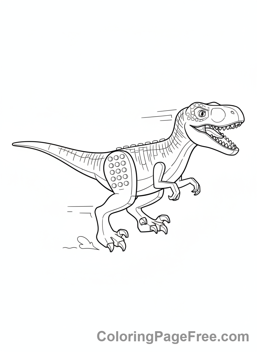 Lego Jurassic World coloring page - Velociraptor running action