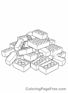 Lego coloring page - Lego brick pile