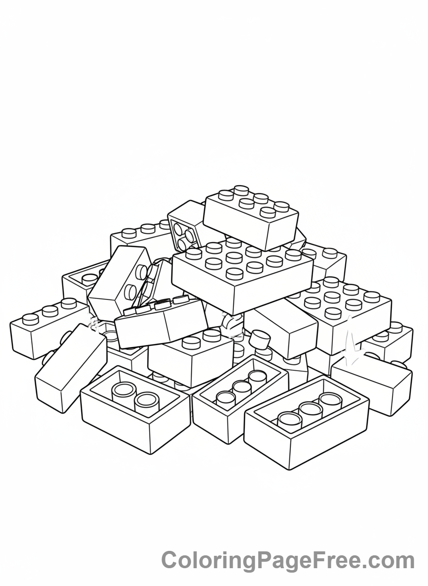 Lego coloring page - Lego brick pile