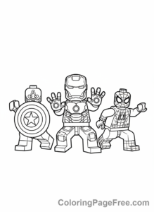 Lego Marvel coloring page - Avengers team-up action