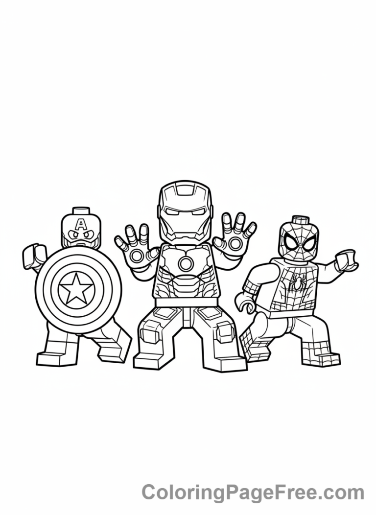 Lego Marvel coloring page - Avengers team-up action