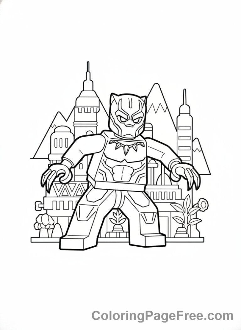 Lego Marvel coloring page - Black Panther pouncing