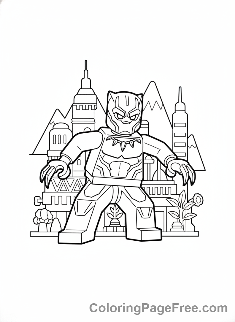 Lego Marvel coloring page - Black Panther pouncing