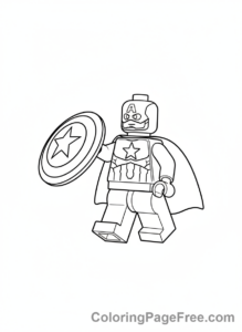 Lego Marvel coloring page - Captain America shield throw