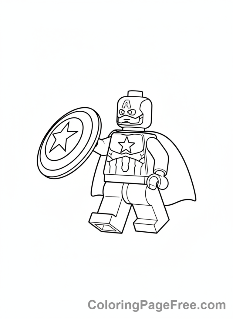 Lego Marvel coloring page - Captain America shield throw