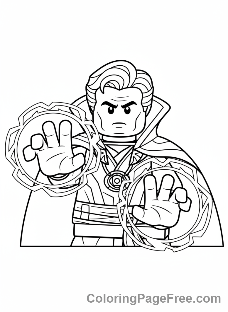 Lego Marvel coloring page - Doctor Strange magic hands