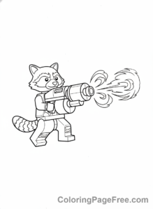 Lego Marvel coloring page - Rocket Raccoon blasting