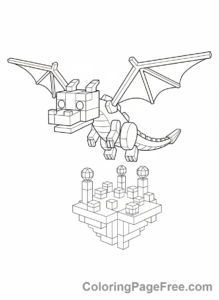 Lego Minecraft coloring page - Ender Dragon flying
