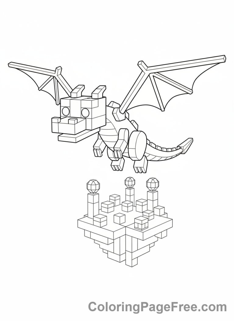 Lego Minecraft Ender Dragon Flying Coloring Page