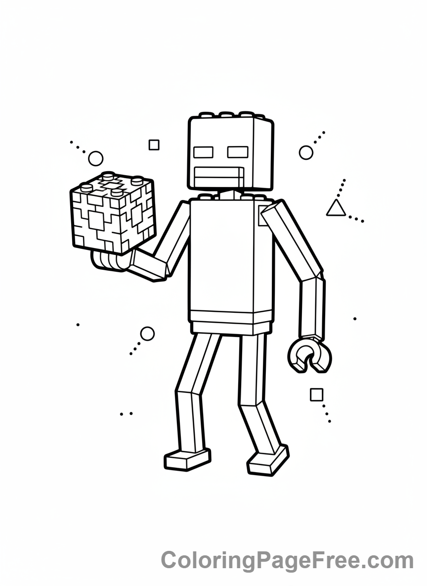 Lego Minecraft coloring page - Enderman teleporting