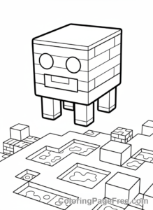 Lego Minecraft coloring page - Ghast Nether scene