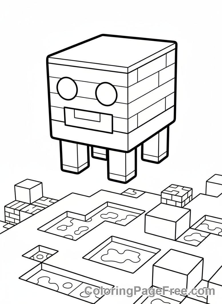 Lego Minecraft coloring page - Ghast Nether scene