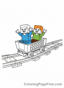 Lego Minecraft coloring page - Minecart ride fun