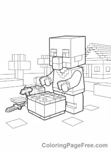 Lego Minecraft coloring page - Villager crafting table