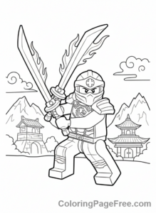 Lego Ninjago coloring page - Kai fighting sword