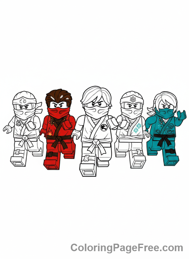 Lego Ninjago coloring page - Ninjas running team