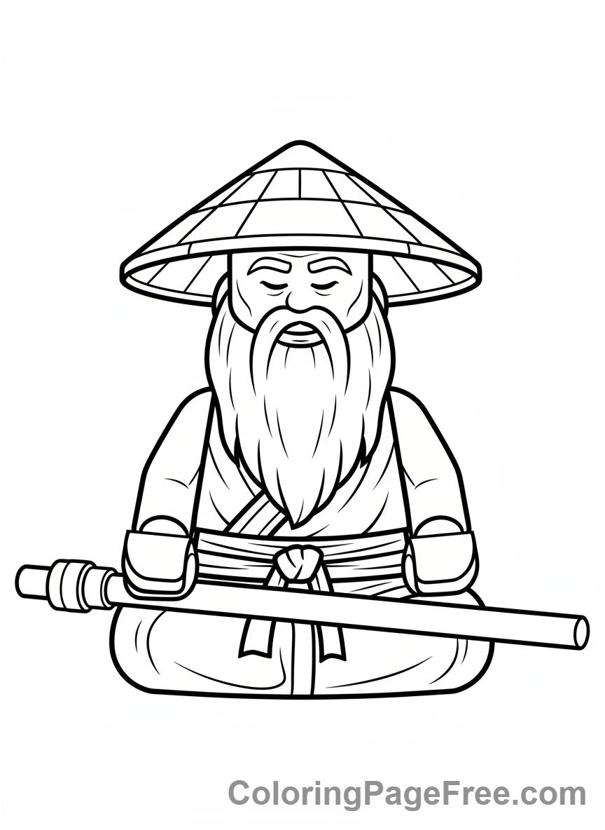 Lego Ninjago Sensei Wu Meditate Coloring Page