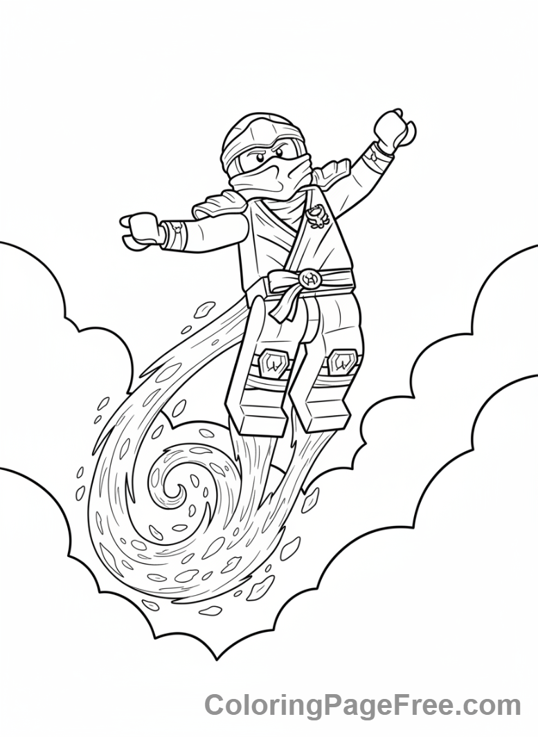 Lego Ninjago Zane Ice Flying Coloring Page