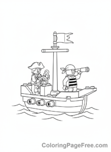 Lego coloring page - Pirates on ship