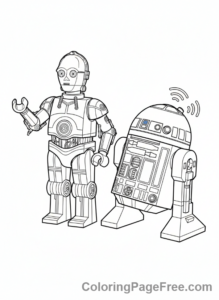 Lego Star Wars coloring page - Lego Droids R2-D2 C-3PO