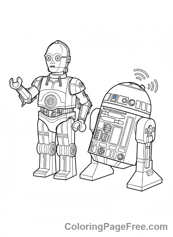 Lego Star Wars coloring page - Lego Droids R2-D2 C-3PO