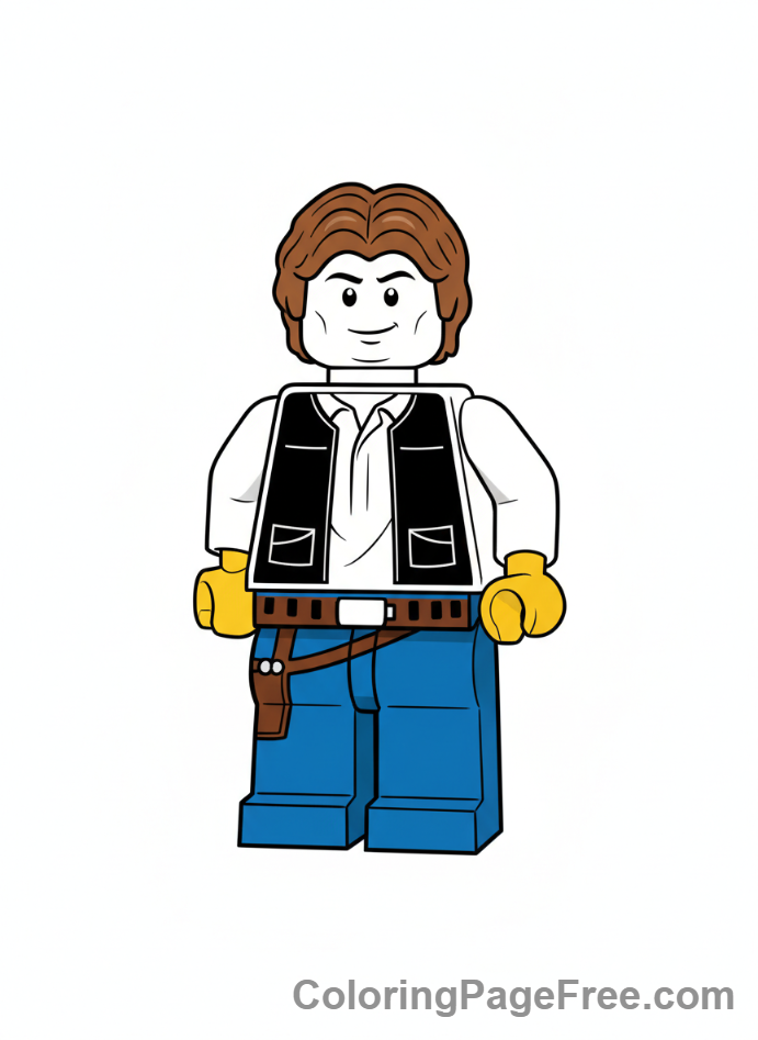 Lego Star Wars coloring page - Lego Han Solo confident smirk