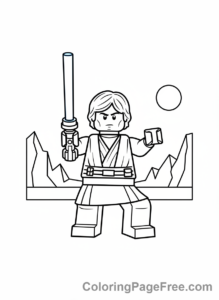 Lego Star Wars coloring page - Lego Luke lightsaber ready