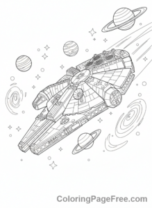 Lego Star Wars coloring page - Lego Millennium Falcon flight