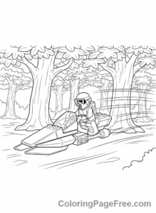 Lego Star Wars coloring page - Lego Speeder bike chase