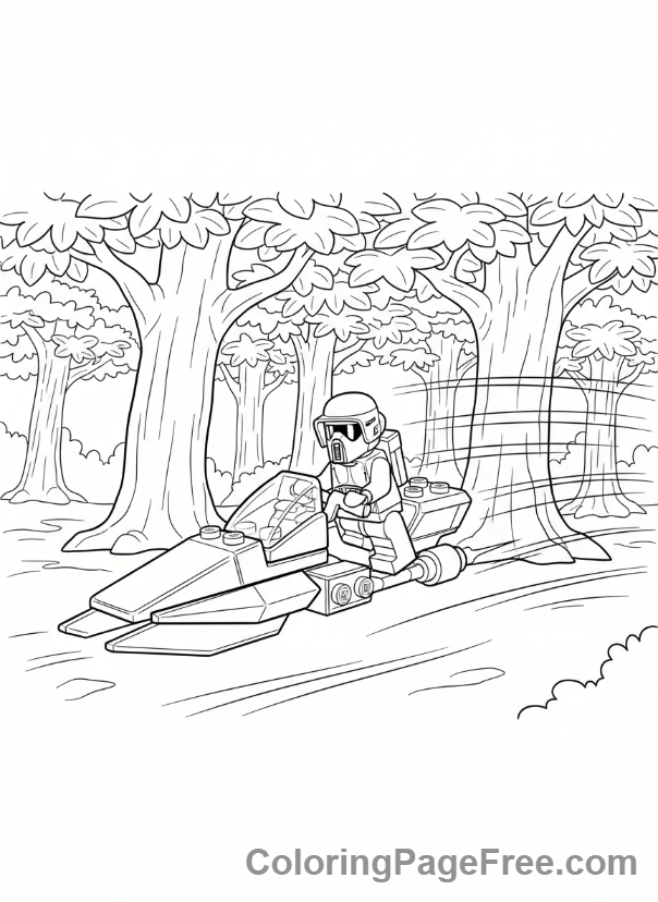 Lego Star Wars coloring page - Lego Speeder bike chase