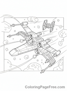 Lego Star Wars coloring page - Lego X-Wing space battle